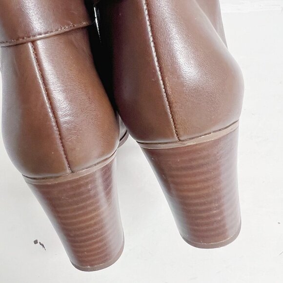 Franco Sarto Ilaria Brown Leather Heeled Booties Boots Women's Size 9.5 - Picture 11 of 11